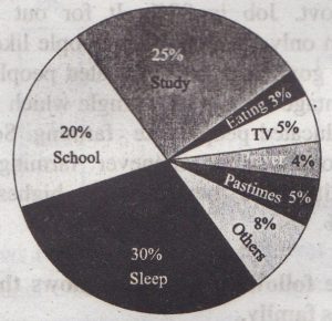 Pie-Chart of The Amount of Time That A Person Spends Each Day on Various Activities